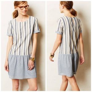 Anthropologie Maeve Drop Waist Chambray Dress